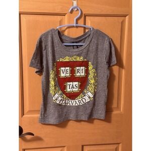 Harvard University Crest Graphic TShirt Gray Short Sleeve Casual Tee Women's M
